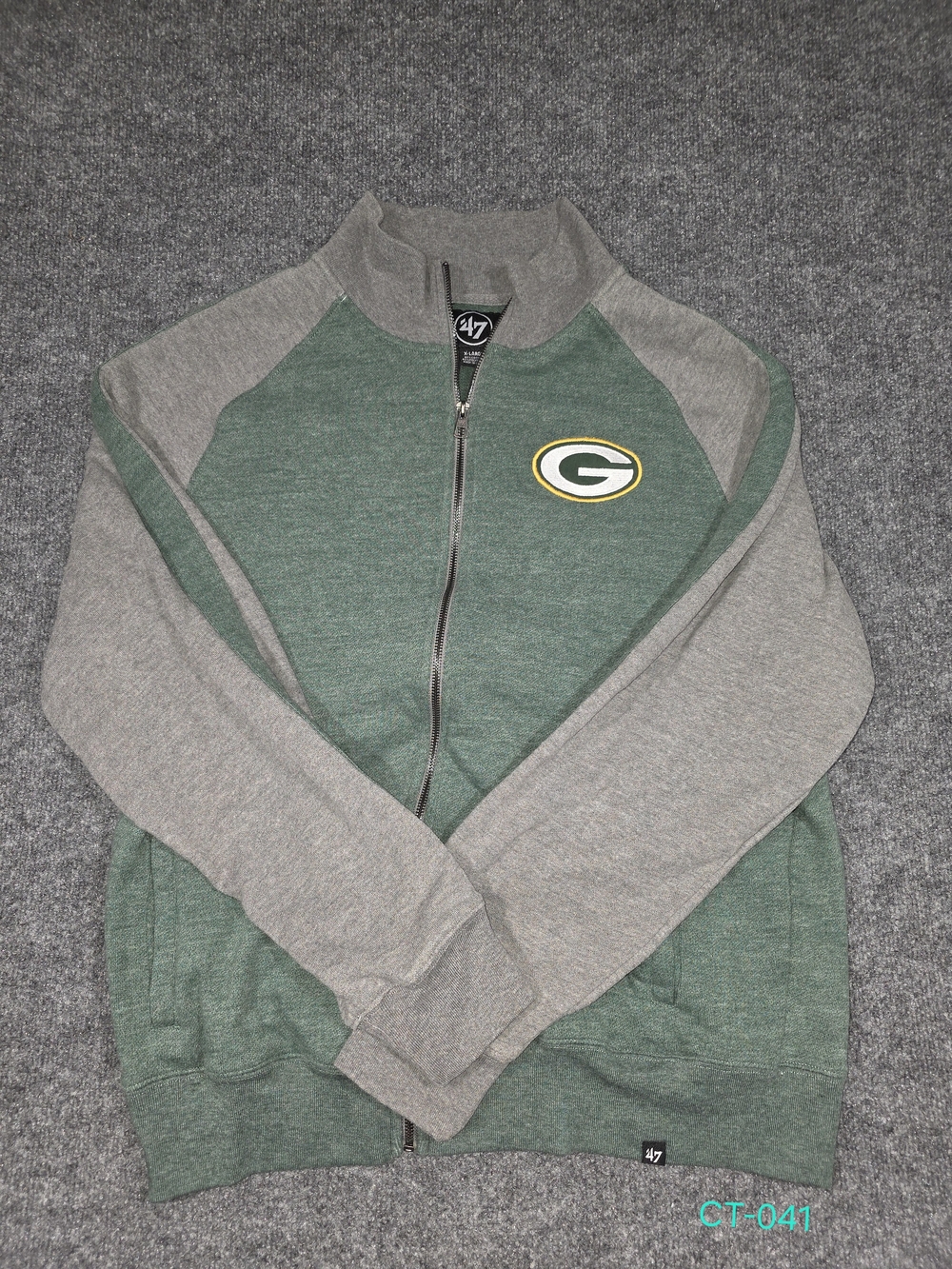 47 Green & Gray Full-Zip Packers Sweater